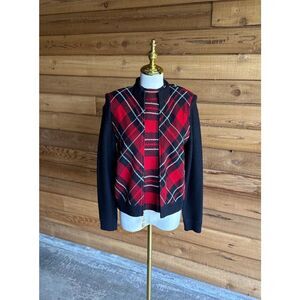 St. John Collection Tartan Jacket and Sleeveless Shirt Set